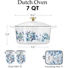 image:imageCAROTE 5QT Enameled Floral Cast Iron Dutch Oven Pot with LidBlue Floral