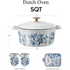 image:imageCAROTE 5QT Enameled Floral Cast Iron Dutch Oven Pot with LidBlue Floral