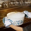 image:imageCAROTE 5QT Enameled Floral Cast Iron Dutch Oven Pot with LidBlue Floral