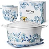 image:imageCAROTE 5QT Enameled Floral Cast Iron Dutch Oven Pot with LidBlue Floral
