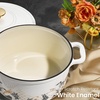 image:imageCAROTE 5QT Enameled Floral Cast Iron Dutch Oven Pot with LidWhite Bird  Floral