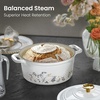 image:imageCAROTE 5QT Enameled Floral Cast Iron Dutch Oven Pot with LidWhite Bird  Floral