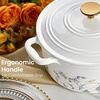image:imageCAROTE 5QT Enameled Floral Cast Iron Dutch Oven Pot with LidWhite Bird  Floral