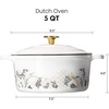 image:imageCAROTE 5QT Enameled Floral Cast Iron Dutch Oven Pot with LidWhite Bird  Floral
