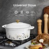 image:imageCAROTE 5QT Enameled Floral Cast Iron Dutch Oven Pot with LidWhite Bird  Floral
