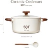image:imageCAROTE 5QT Nonstick Stock Pot with Lid 5 Quart Casserole with Ladle Even Heating Stockpot Fits All Stoves Non Stick Big Cooking Pots PFOA Free WhiteWhite