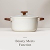 image:imageCAROTE 5QT Nonstick Stock Pot with Lid 5 Quart Casserole with Ladle Even Heating Stockpot Fits All Stoves Non Stick Big Cooking Pots PFOA Free WhiteWhite