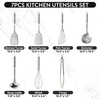 image:imageCAROTE 7PCS Stainless Steel Cooking Utensils Set Kitchen Tools for Stainless Steel Pots and Pans with Silicone High Temperature Resistance Dishwasher Safe