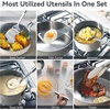image:imageCAROTE 7PCS Stainless Steel Cooking Utensils Set Kitchen Tools for Stainless Steel Pots and Pans with Silicone High Temperature Resistance Dishwasher Safe