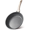 image:imageCAROTE 8 Inch Non Stick Frying Pan Cream White Granite SkilletBlack