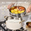 image:imageCAROTE 8QT Full Clad Tri Ply Stainless Steel Stock Pot with Lid Kitchen Stockpot Soup Pot Outer Ceramic Layer Even Heating All Stoves Compatible Oven amp Dishwasher Safe Stay Cool Handle PurpleCream White