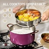 image:imageCAROTE 8QT Full Clad Tri Ply Stainless Steel Stock Pot with Lid Kitchen Stockpot Soup Pot Outer Ceramic Layer Even Heating All Stoves Compatible Oven amp Dishwasher Safe Stay Cool Handle PurplePurple