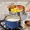 image:imageCAROTE 8QT Full Clad Tri Ply Stainless Steel Stock Pot with Lid Kitchen Stockpot Soup Pot Outer Ceramic Layer Even Heating All Stoves Compatible Oven amp Dishwasher Safe Stay Cool Handle PurpleBlue