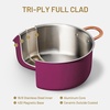 image:imageCAROTE 8QT Full Clad Tri Ply Stainless Steel Stock Pot with Lid Kitchen Stockpot Soup Pot Outer Ceramic Layer Even Heating All Stoves Compatible Oven amp Dishwasher Safe Stay Cool Handle PurplePurple