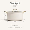 image:imageCAROTE 8QT Full Clad Tri Ply Stainless Steel Stock Pot with Lid Kitchen Stockpot Soup Pot Outer Ceramic Layer Even Heating All Stoves Compatible Oven amp Dishwasher Safe Stay Cool Handle PurpleCream White