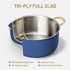 image:imageCAROTE 8QT Full Clad Tri Ply Stainless Steel Stock Pot with Lid Kitchen Stockpot Soup Pot Outer Ceramic Layer Even Heating All Stoves Compatible Oven amp Dishwasher Safe Stay Cool Handle PurpleBlue