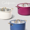 image:imageCAROTE 8QT Full Clad Tri Ply Stainless Steel Stock Pot with Lid Kitchen Stockpot Soup Pot Outer Ceramic Layer Even Heating All Stoves Compatible Oven amp Dishwasher Safe Stay Cool Handle PurpleCream White
