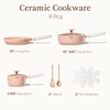 image:imageCAROTE Ceramic Cookware Set Nonstick 9pcs Pots and Pans Set Non stick NonToxic amp PFASFreeDishwasher RVCamping Cookware SetSauce Pan with Lid Pink