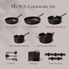 image:imageCAROTE Ceramic Cookware Sets Pots and Pans Set 16pcsBlack