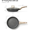 image:imageCAROTE Non Stick Frying Pan 8 Inch Classic Granite Skillet with Glass LidBlack