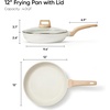 image:imageCAROTE Non Stick Frying Pan 8 Inch Classic Granite Skillet with Glass LidWhite
