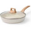 image:imageCAROTE Non Stick Frying Pan 8 Inch Classic Granite Skillet with Glass LidWhite