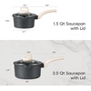 image:imageCAROTE Nonstick 15Qt amp 30Qt Sauce Pan Sets with Lid BlackBlack