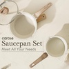 image:imageCAROTE Nonstick 15Qt amp 30Qt Sauce Pan Sets with Lid BlackWhite