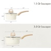 image:imageCAROTE Nonstick 15Qt amp 30Qt Sauce Pan Sets with Lid BlackWhite