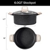 image:imageCAROTE Nonstick Stock Pot with Lid 6 Quart White GraniteBlack