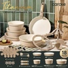 image:imageCAROTE Pots and Pans Set Ceramic Cookware Set 14pcsBeige Neutral