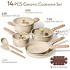 image:imageCAROTE Pots and Pans Set Ceramic Cookware Set 14pcsOatmeal