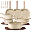 image:imageCAROTE Pots and Pans Set Ceramic Cookware Set 14pcsOatmeal