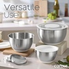 image:imageCAROTE Stainless Steel Mixing Bowls with Lids Set12 Pcs Nesting Bowls Clear Airtight Lids 3 Grater AttachmentsNonSlip Bottoms amp Measurement Marks Mixing BowlsSize 532151QT