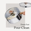 image:imageCAROTE15Qt amp 3Qt Stainless Steel Saucepan Set Triple Ply Stainless Steel Pot Saucepan with Glass Lid Small Sauce Pot with Wooden Handle Easy Pour RimSliver