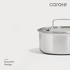 image:imageCAROTE15Qt amp 3Qt Stainless Steel Saucepan Set Triple Ply Stainless Steel Pot Saucepan with Glass Lid Small Sauce Pot with Wooden Handle Easy Pour RimWhite