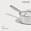 image:imageCAROTE15Qt amp 3Qt Stainless Steel Saucepan Set Triple Ply Stainless Steel Pot Saucepan with Glass Lid Small Sauce Pot with Wooden Handle Easy Pour RimWhite