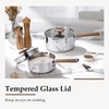 image:imageCAROTE15Qt amp 3Qt Stainless Steel Saucepan Set Triple Ply Stainless Steel Pot Saucepan with Glass Lid Small Sauce Pot with Wooden Handle Easy Pour RimSliver
