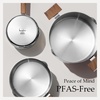image:imageCAROTE15Qt amp 3Qt Stainless Steel Saucepan Set Triple Ply Stainless Steel Pot Saucepan with Glass Lid Small Sauce Pot with Wooden Handle Easy Pour RimSliver