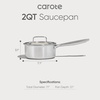 image:imageCAROTE15Qt amp 3Qt Stainless Steel Saucepan Set Triple Ply Stainless Steel Pot Saucepan with Glass Lid Small Sauce Pot with Wooden Handle Easy Pour RimWhite