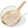 image:imageCAROTE 10 Inch Ceramic Nonstick Frying Pan with Glass LidOatmeal