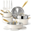 image:imageCAROTE 18 PCS Stainless Steel Cookware Set Pots and Pans SetWhite