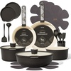 image:imageCAROTE 19pcs Pots and Pans Set Non Stick Detachable Handle Cookware GreenCharcoal
