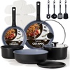 image:imageCAROTE 19pcs Pots and Pans Set Non Stick Detachable Handle CookwareBlackGray