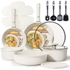 image:imageCAROTE 19pcs Pots and Pans Set Non Stick Detachable Handle CookwareCream White