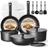 image:imageCAROTE 19pcs Pots and Pans Set Non Stick Detachable Handle CookwareJet Black