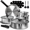 image:imageCAROTE 19pcs TriPly Stainless Steel Cookware Set with Detachable HandleSilver