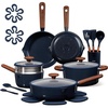 image:imageCAROTE 21pcs Cookware Set Nonstick Pots and Pans Set Ceramic Cookware Set Induction Cookware Non toxic Healthy Non Stick Kitchen Cooking Set PFAS PTFE Free Blue