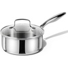 image:imageCAROTE 2Qt Stainless Steel Saucepan Set NonToxic 3Ply Stainless Steel Cookware Set with Lids Small Kitchen Pots Oven Safe Compatible with Induction Ceramic Gas Mothers Day GiftsSilver