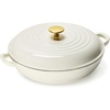 image:imageCAROTE 34QT Enamel Cast Iron Cookware Skillet with Lid White Dutch OvenWhite